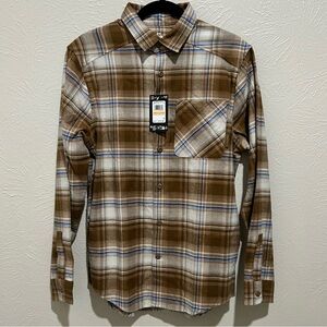 Under Armour Plaid Flannel Men's Shirt Brown White Blue UA Expanse button down